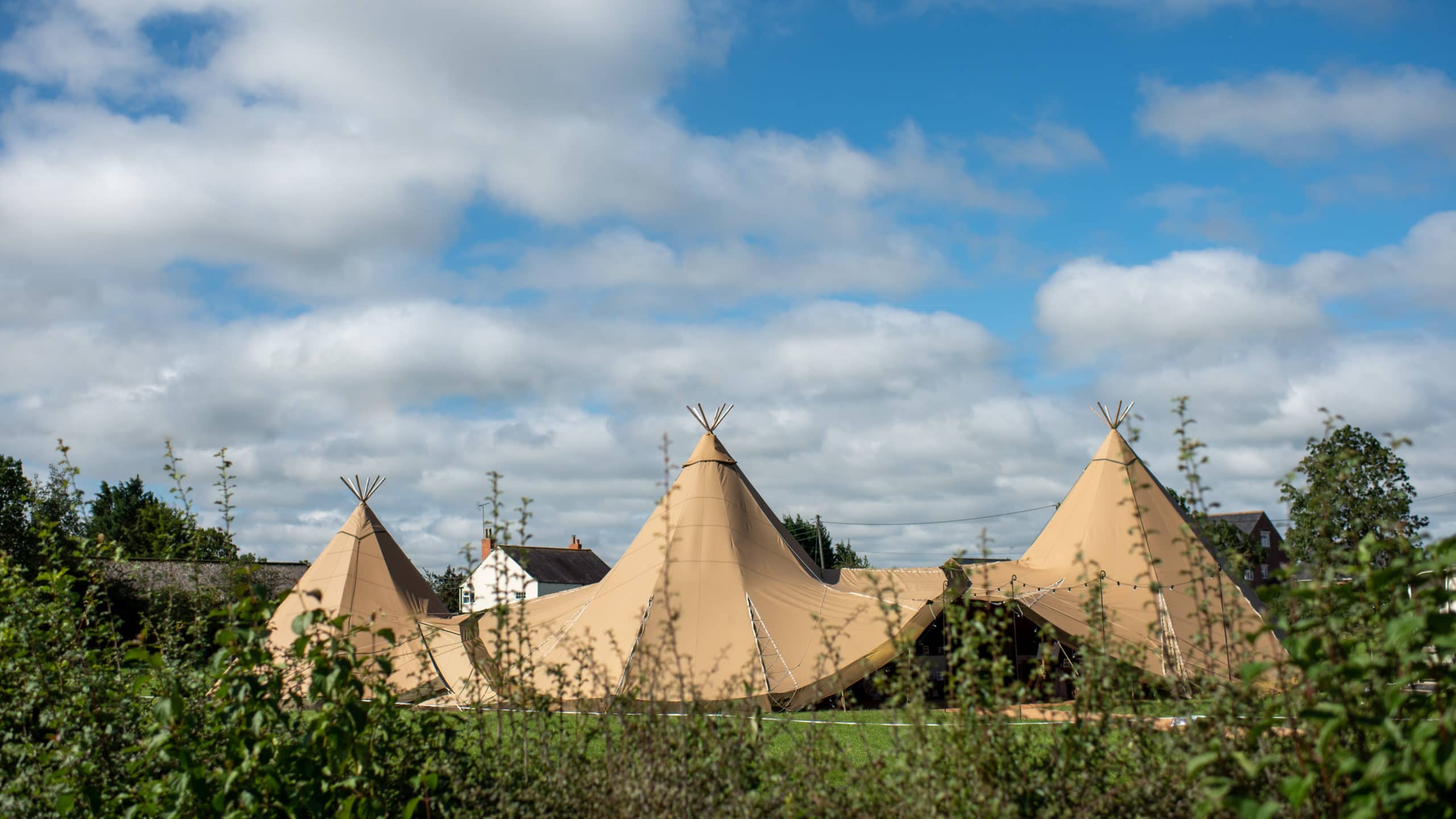 Tipi wedding venue in the sunshine