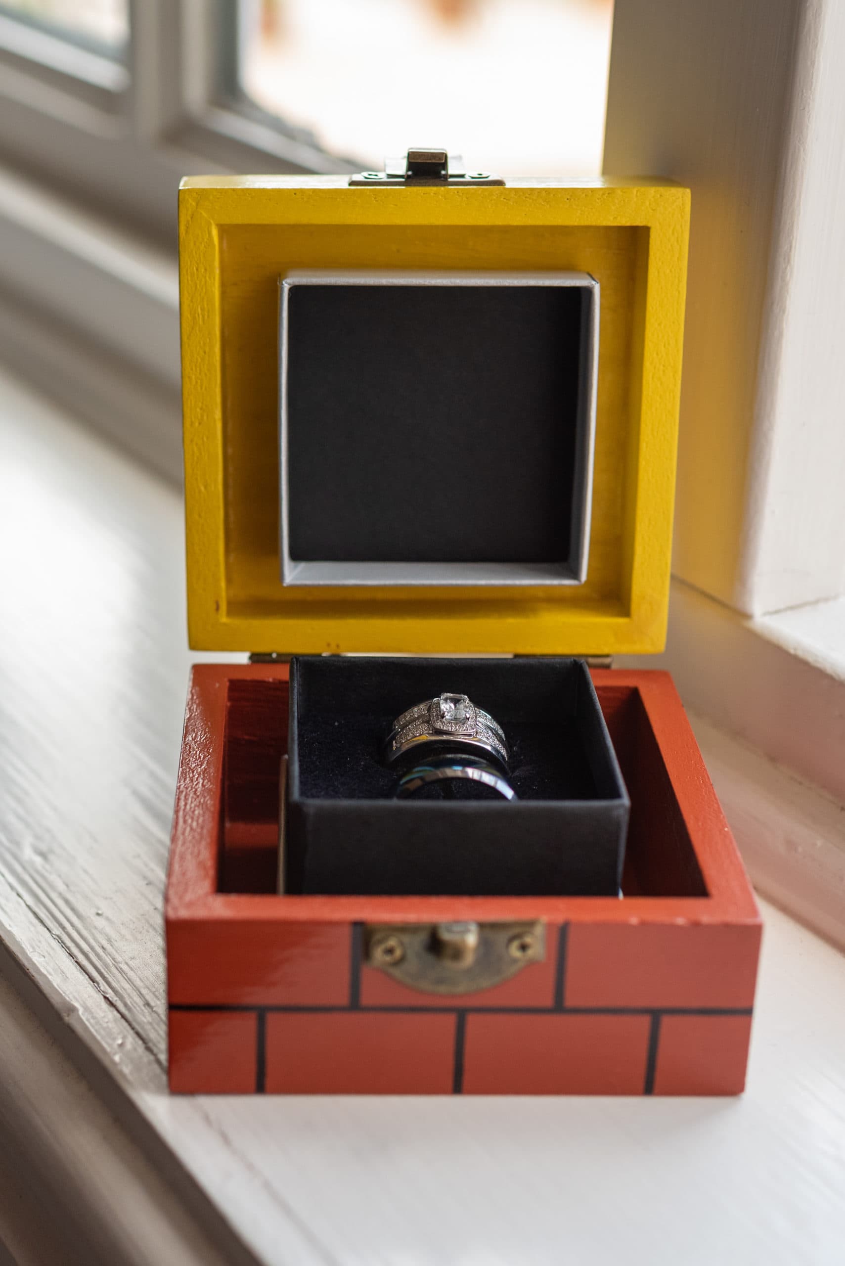 Inside Super Mario theme wedding ring box